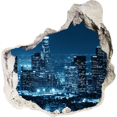 3D wandsticker gat in de muur Nachtzicht op Los Angeles