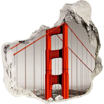 Zelfklevende muursticker 3D gat De Golden Gate Bridge in San Francisco