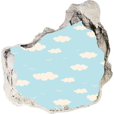 Zelfklevende muursticker 3D gat Blauwe lucht met wolken