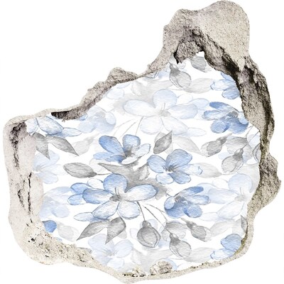3D muursticker effect gat in de muur Bloemenpatroon door een gat in de muur