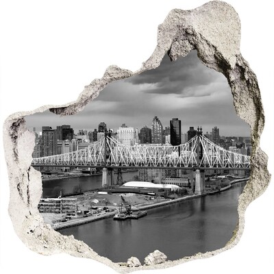 Zelfklevende muursticker 3D gat New York Bridge