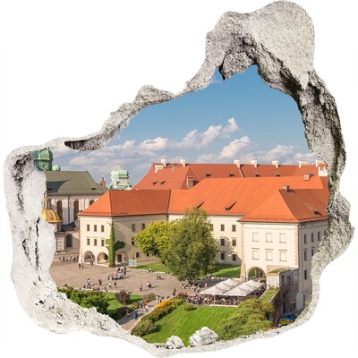 3D muursticker effect gat in de muur De oude binnenstad van Krakau