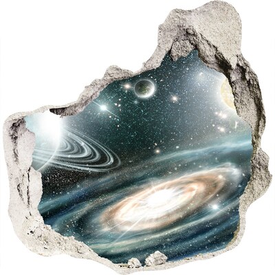 Zelfklevende muursticker 3D gat Kosmische ruimte