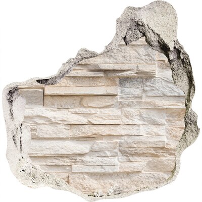3D wandsticker gat in de muur Beschadigde muur met stenen afwerking