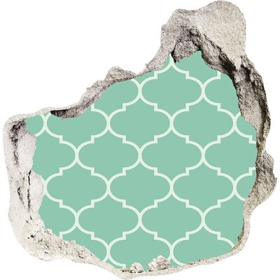 Zelfklevende muursticker 3D gat Groen mozaïek tegen de achtergrond van een beschadigde muur.