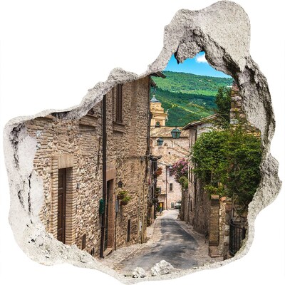Zelfklevende muursticker 3D gat Een charmant stadje in Toscane