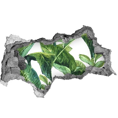 3D muursticker effect gat in de muur Een groene oase in beton.
