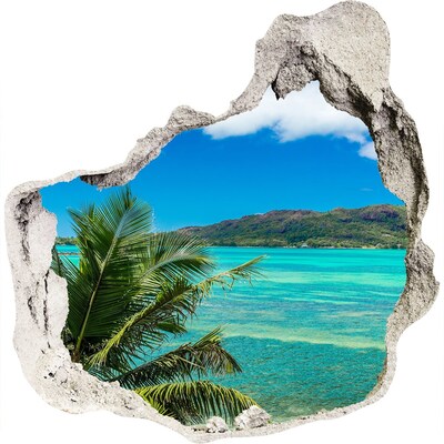 3D wandsticker gat in de muur Tropisch paradijs achter de muur