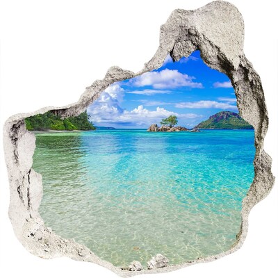 Zelfklevende muursticker 3D gat Paradijsbaai