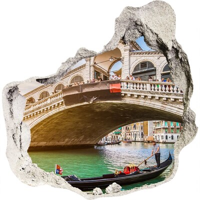 Zelfklevende muursticker 3D gat Rialtobrug in Venetië