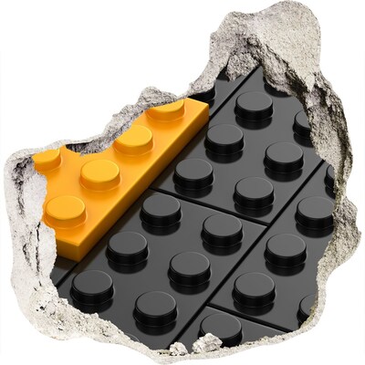 3D wandsticker gat in de muur Gebroken LEGO-stenen muur