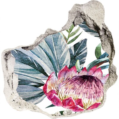 Zelfklevende muursticker 3D gat Een bloemenparadijs tussen de bladeren