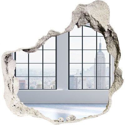 3D muursticker effect gat in de muur Uitzicht op New York