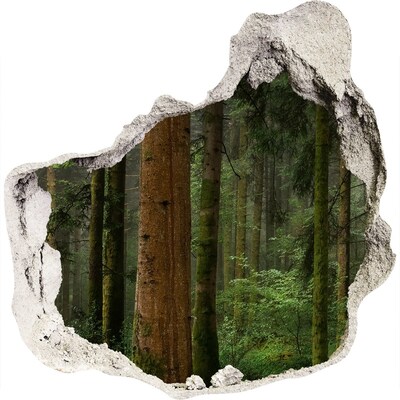Zelfklevende muursticker 3D gat Groen bos in een gat in de muur