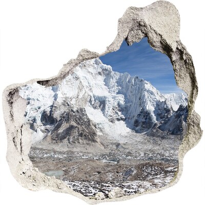 3D muursticker effect gat in de muur Himalaya-gebergte