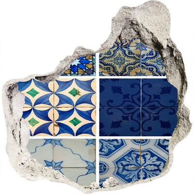 3D muursticker effect gat in de muur Tegels in Marokkaanse stijl