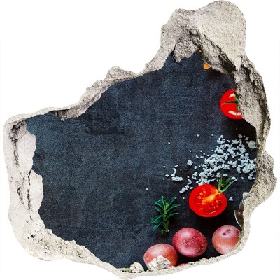 3D muursticker effect gat in de muur De charme van een culinaire ervaring in een klein, onopvallend restaurantje