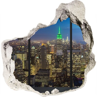 Zelfklevende muursticker 3D gat New York 's nachts