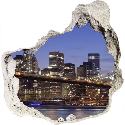3D wandsticker gat in de muur Uitzicht op de skyline van New York
