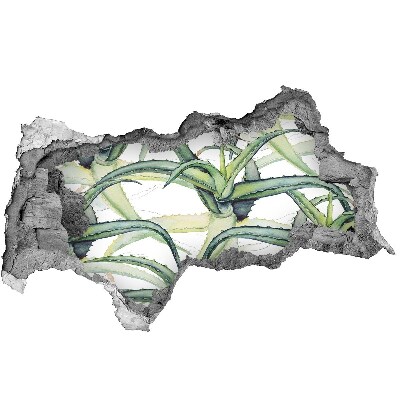 Zelfklevende muursticker 3D gat Een groene oase in beton.
