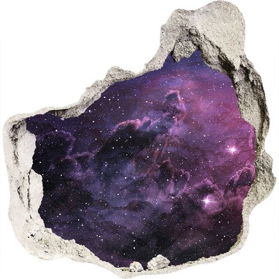 3D muursticker effect gat in de muur Kosmische ruimte