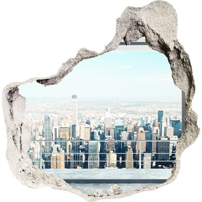 3D muursticker effect gat in de muur Uitzicht op New York