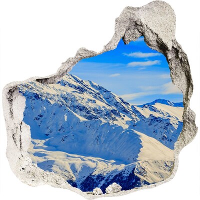 Zelfklevende muursticker 3D gat Winters berglandschap