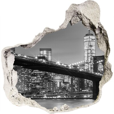 3D wandsticker gat in de muur New York Bridge