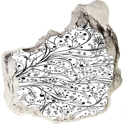 3D muursticker effect gat in de muur Bloemenpatroon op de muur