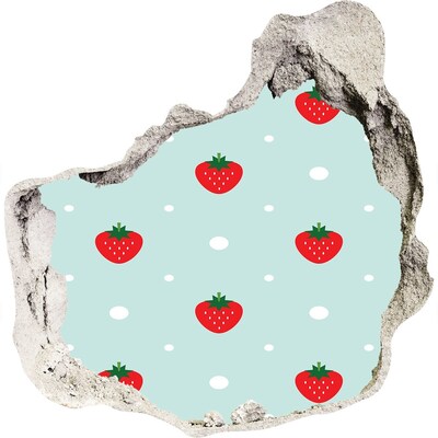 3D muursticker effect gat in de muur Aardbeienparadijs