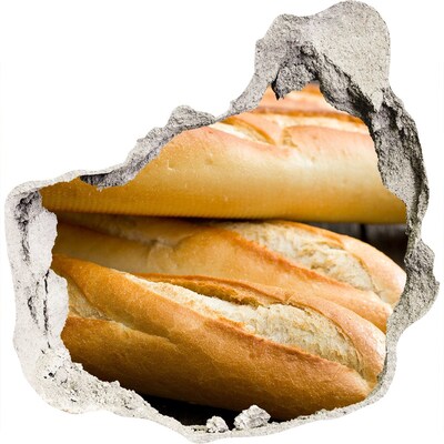 3D wandsticker gat in de muur Verse baguettes in de muur