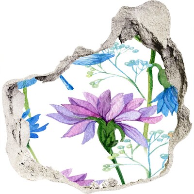 Zelfklevende muursticker 3D gat Hole in the Wall Bloemenmuurschildering