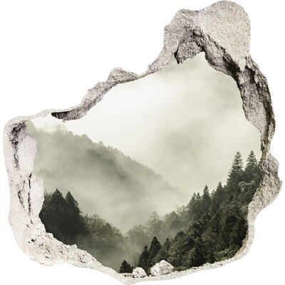 Zelfklevende muursticker 3D gat Berglandschap in de wolken