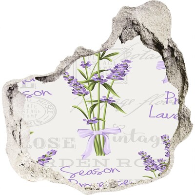 3D muursticker effect gat in de muur Vintage lavendeltuin