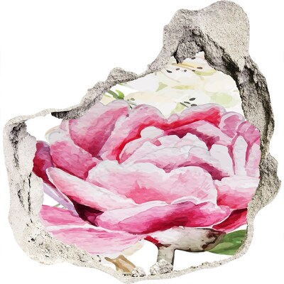 3D wandsticker gat in de muur Een bloemenlandschap in een gat in de muur