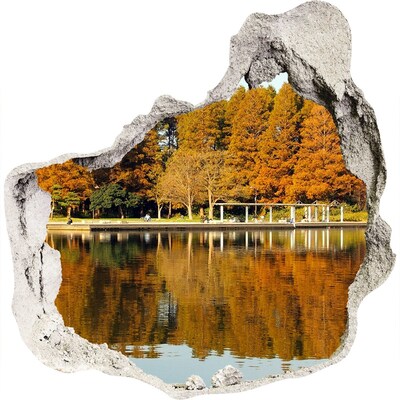 Zelfklevende muursticker 3D gat Herfstlandschap in het park