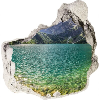 Zelfklevende muursticker 3D gat Meer in de bergen