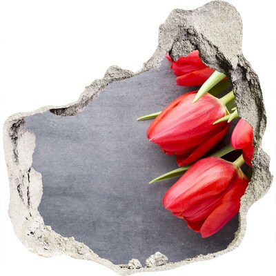 3D muursticker effect gat in de muur Bloemen in beton