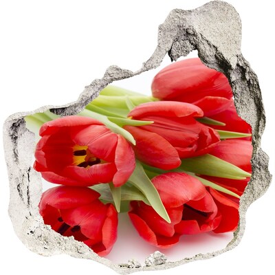 Zelfklevende muursticker 3D gat Tulpen in een gebroken muur