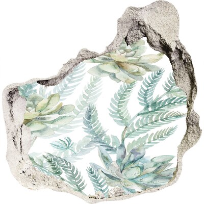 Zelfklevende muursticker 3D gat Een groene oase in beton.