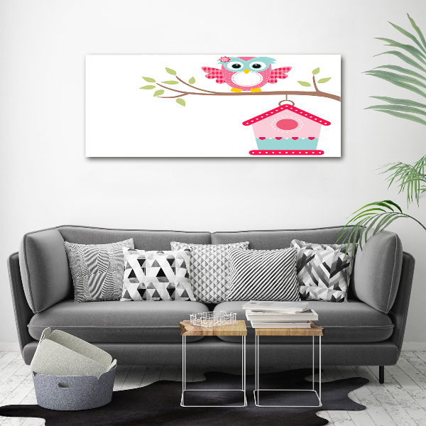 Schilderij op acrylglas Uil op een tak