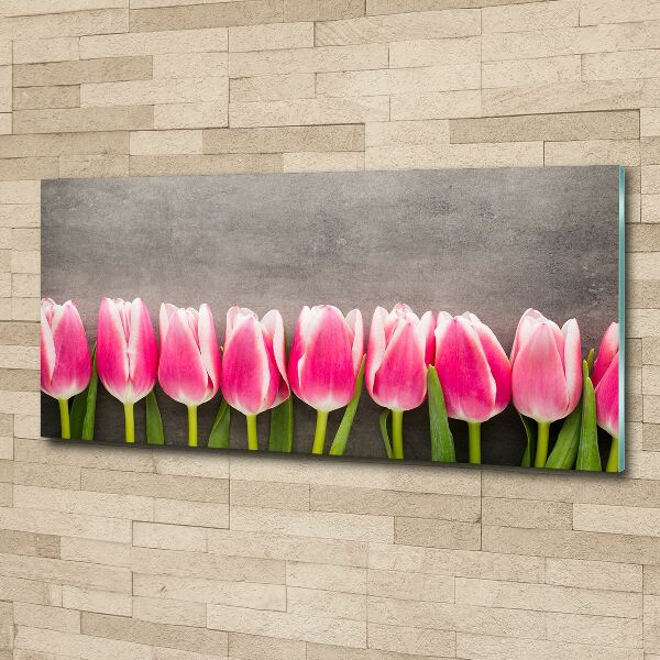 Schilderij op acrylglas Roze tulpen