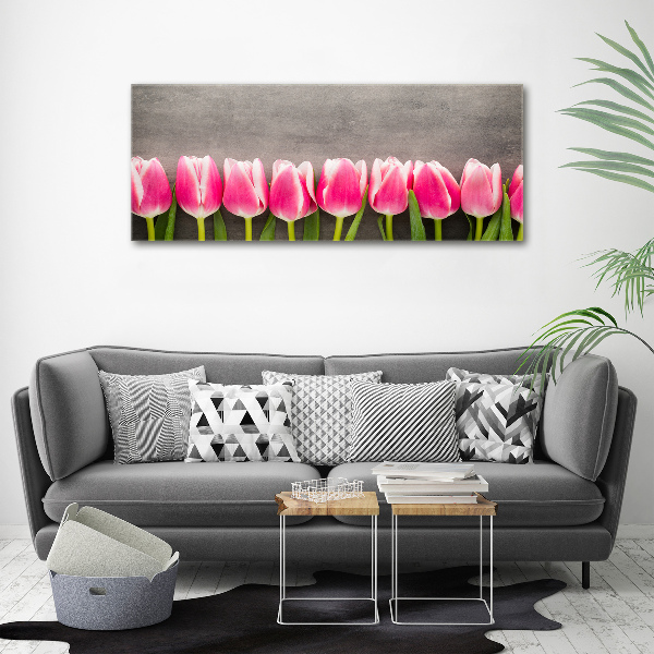 Schilderij op acrylglas Roze tulpen