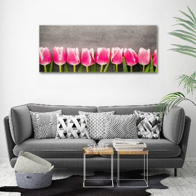 Schilderij op acrylglas Roze tulpen