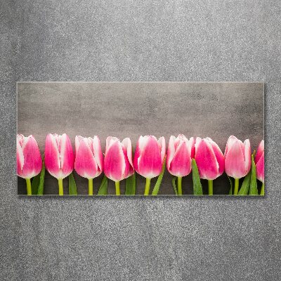 Schilderij op acrylglas Roze tulpen
