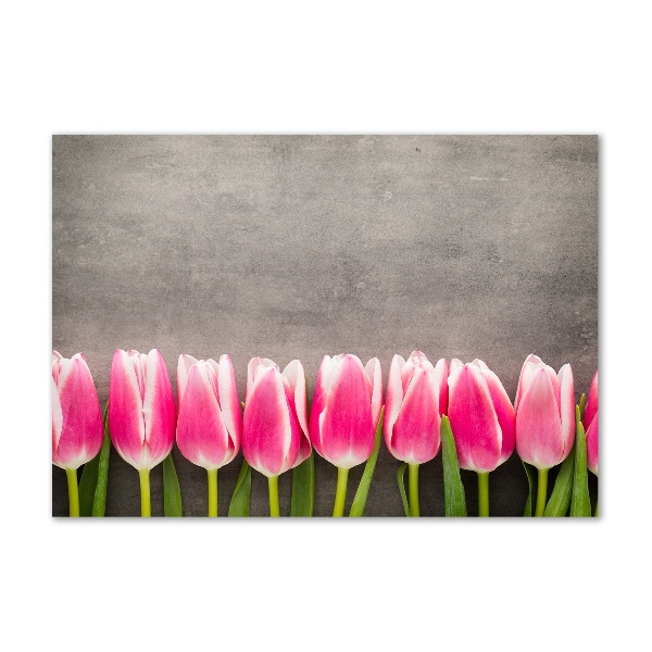 Schilderij op acrylglas Roze tulpen