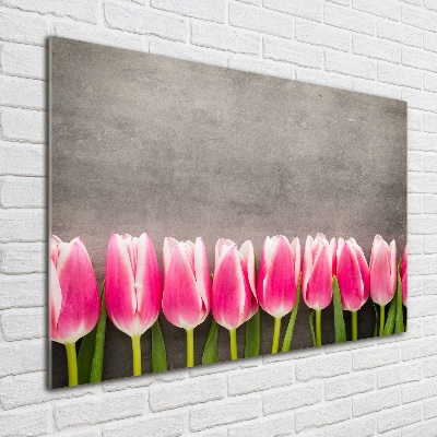 Schilderij op acrylglas Roze tulpen