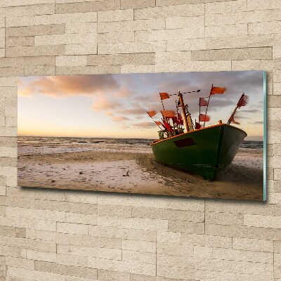 Plexiglas foto Vissersboot strand