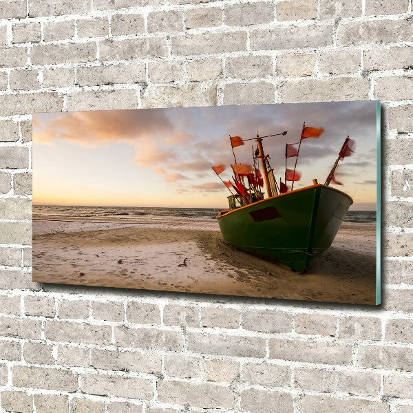 Plexiglas foto Vissersboot strand