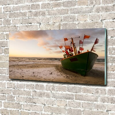 Plexiglas foto Vissersboot strand